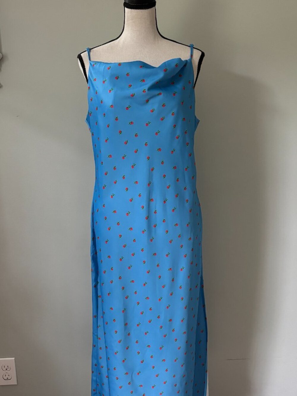 Urban Outfitters Mallory Strawberry Slip Midi Dress L Like New